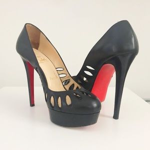 LOUBOUTIN Griffita 140 Black Platform Pumps